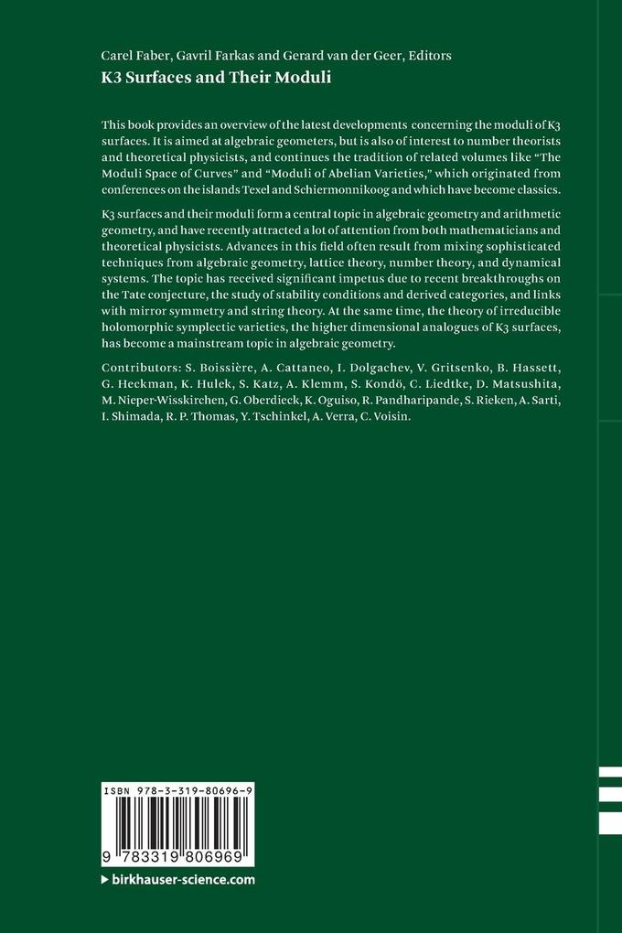 Weitere Ansicht: K3 Surfaces and Their Moduli