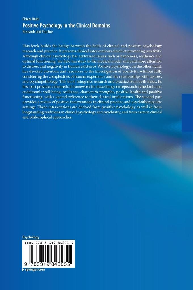 Weitere Ansicht: Positive Psychology in the Clinical Domains | Chiara Ruini