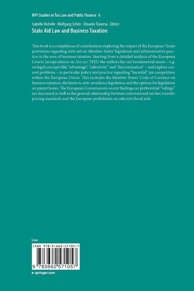 Weitere Ansicht: State Aid Law and Business Taxation