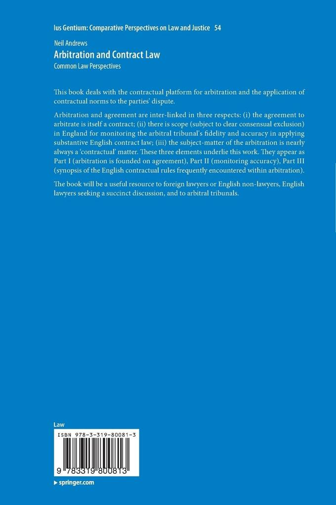 Weitere Ansicht: Arbitration and Contract Law | Neil Andrews