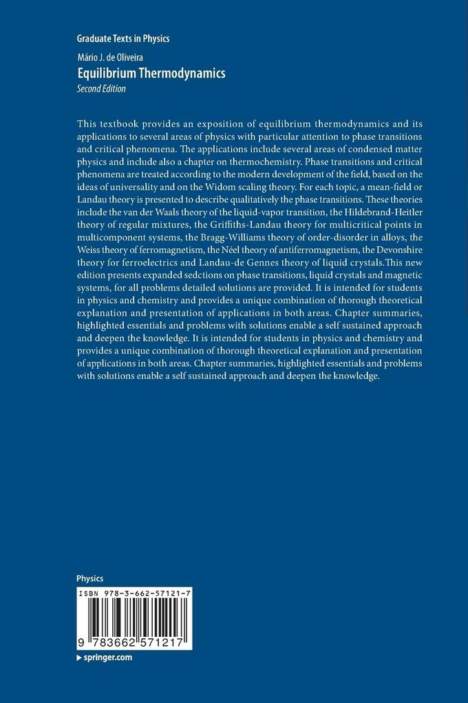 Weitere Ansicht: Equilibrium Thermodynamics | Mário J. de Oliveira