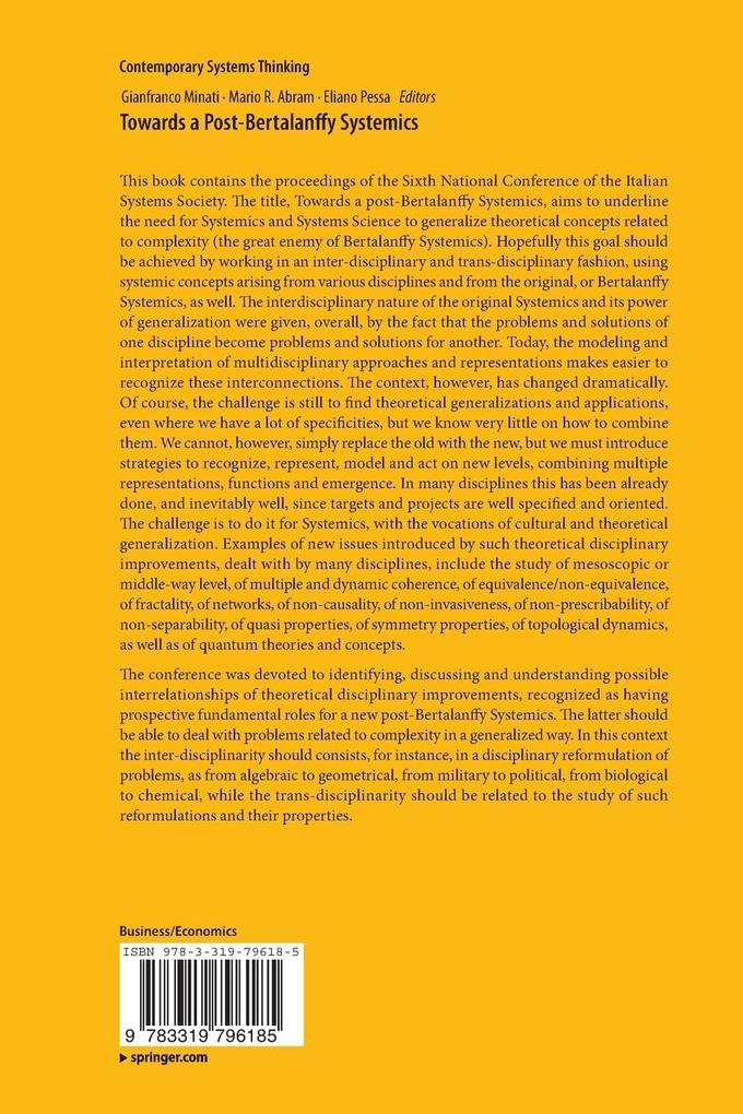 Weitere Ansicht: Towards a Post-Bertalanffy Systemics