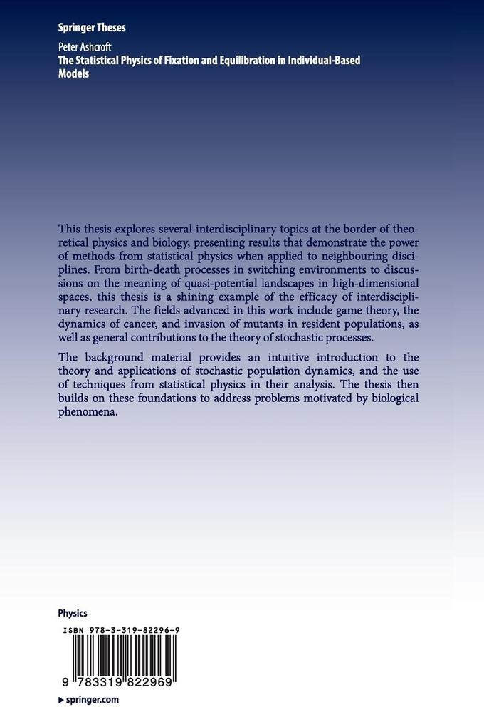 Weitere Ansicht: The Statistical Physics of Fixation and Equilibration in Individual-Based Models | Peter Ashcroft
