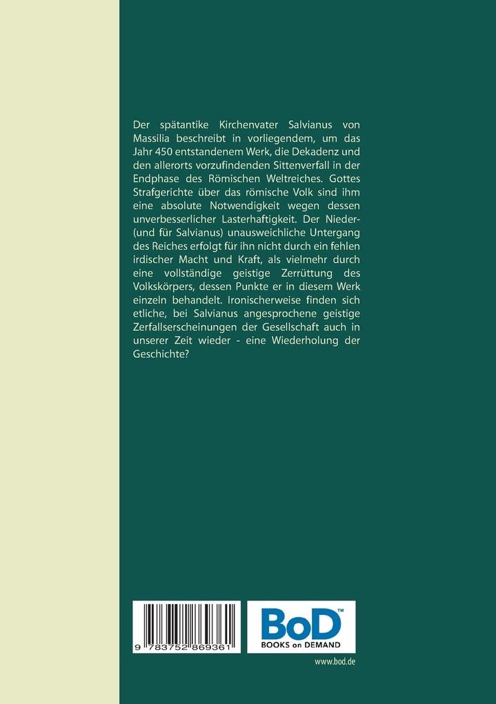 Weitere Ansicht: Acht Bücher über die Weltregierung Gottes | Salvianus von Massilia