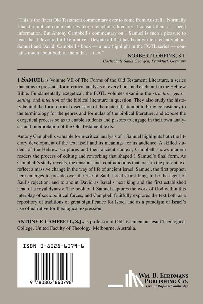 Weitere Ansicht: 1 Samuel | Antony F. Campbell