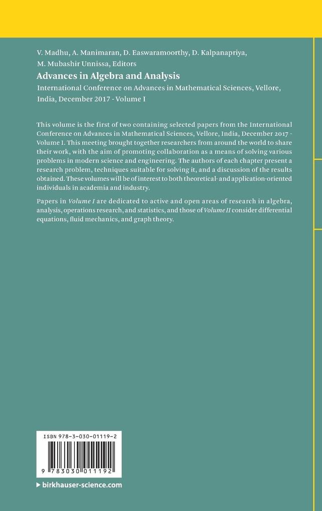 Weitere Ansicht: Advances in Algebra and Analysis