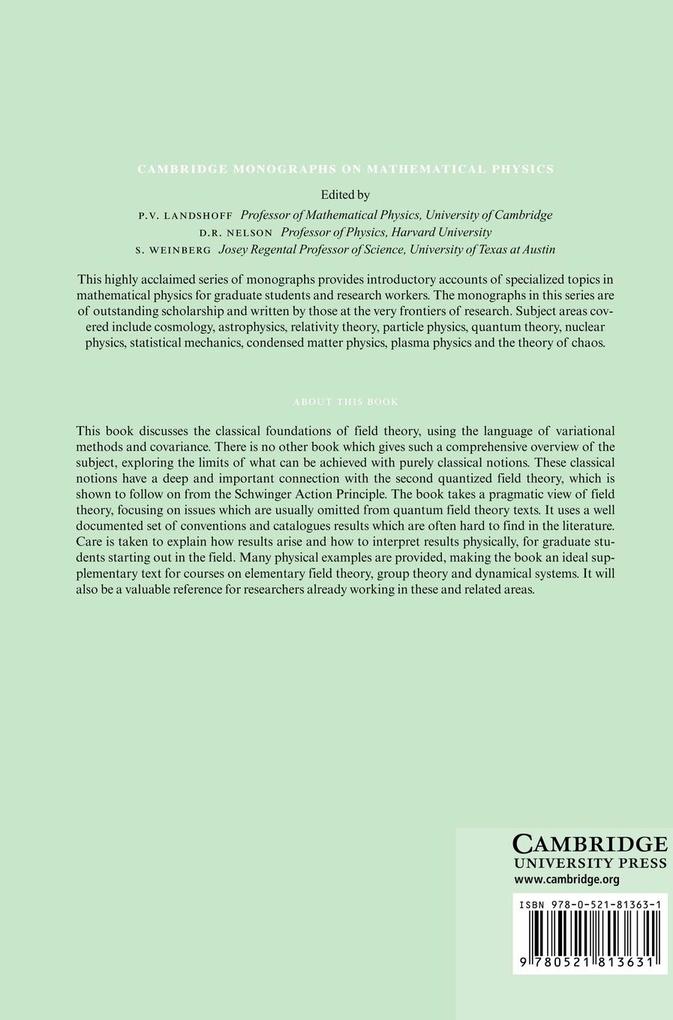 Weitere Ansicht: Classical Covariant Fields | Mark Burgess