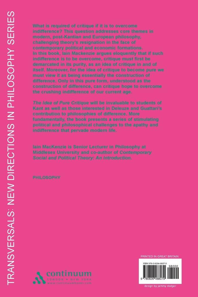 Weitere Ansicht: Idea of Pure Critique | Iain M. Mackenzie