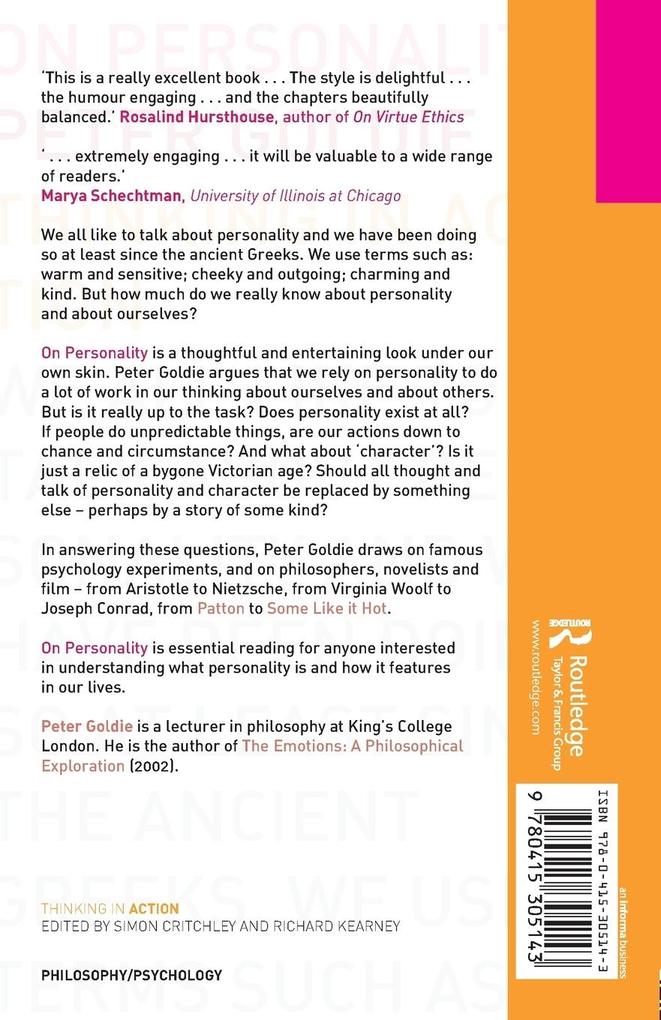 Weitere Ansicht: On Personality | Peter Goldie