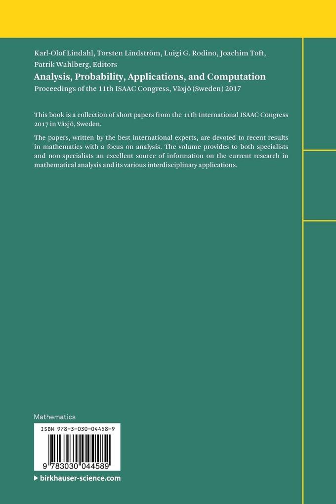 Weitere Ansicht: Analysis, Probability, Applications, and Computation