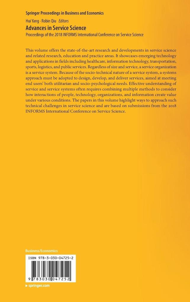 Weitere Ansicht: Advances in Service Science