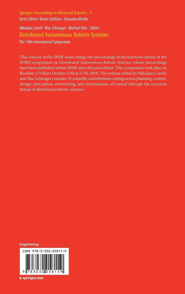 Weitere Ansicht: Distributed Autonomous Robotic Systems
