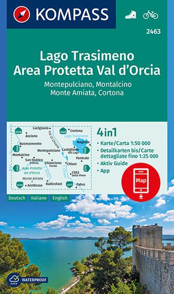 Lago Trasimeno, Area Protetta Val d' Orcia, Montepulciano, Montalcino, Monte Amiata, Cortona 1:50 000 als Blätter und Karten
