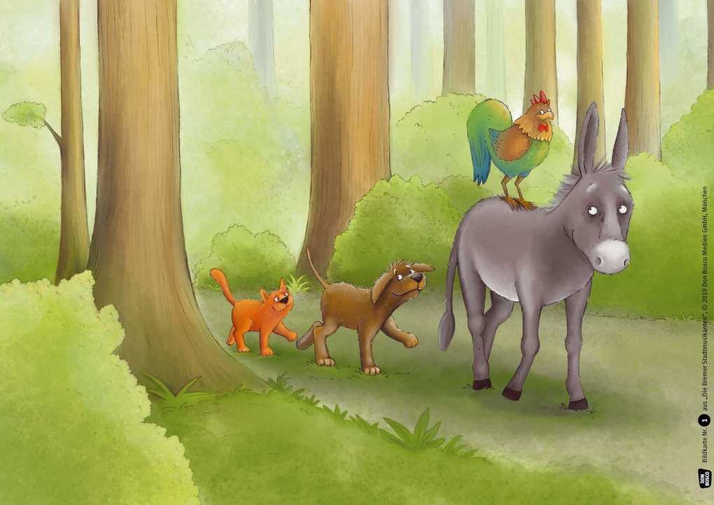 Weitere Ansicht: Die Bremer Stadtmusikanten. Kamishibai Bildkartenset. | Brüder Grimm, Jacob Grimm, Wilhelm Grimm