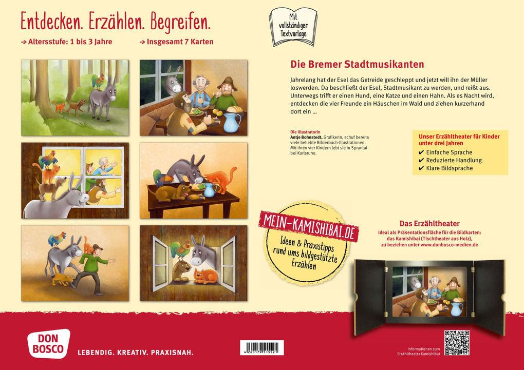 Weitere Ansicht: Die Bremer Stadtmusikanten. Kamishibai Bildkartenset. | Brüder Grimm, Jacob Grimm, Wilhelm Grimm