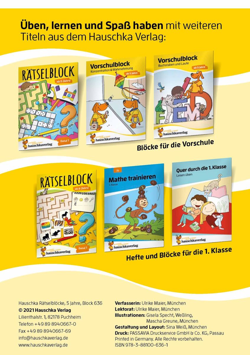 Weitere Ansicht: Rätselblock ab 5 Jahre, Band 2, A5-Block | Ulrike Maier