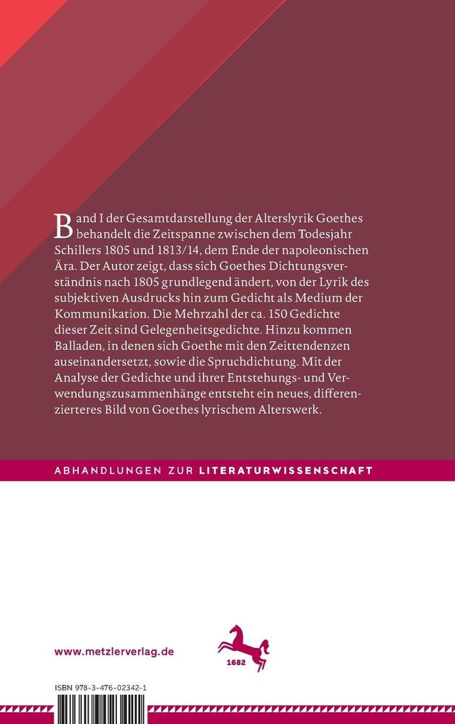 Weitere Ansicht: Goethes späte Lyrik | Reiner Wild