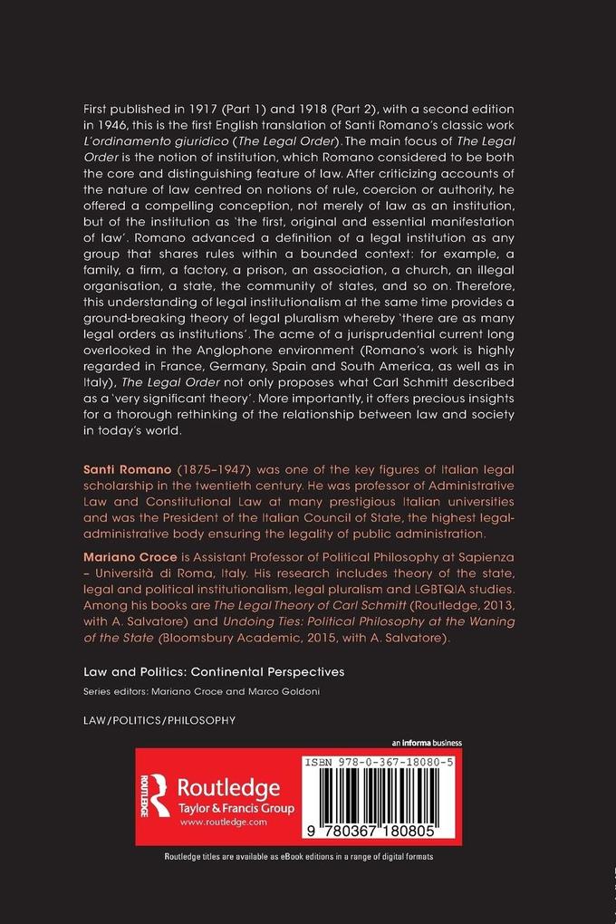 Weitere Ansicht: The Legal Order | Santi Romano
