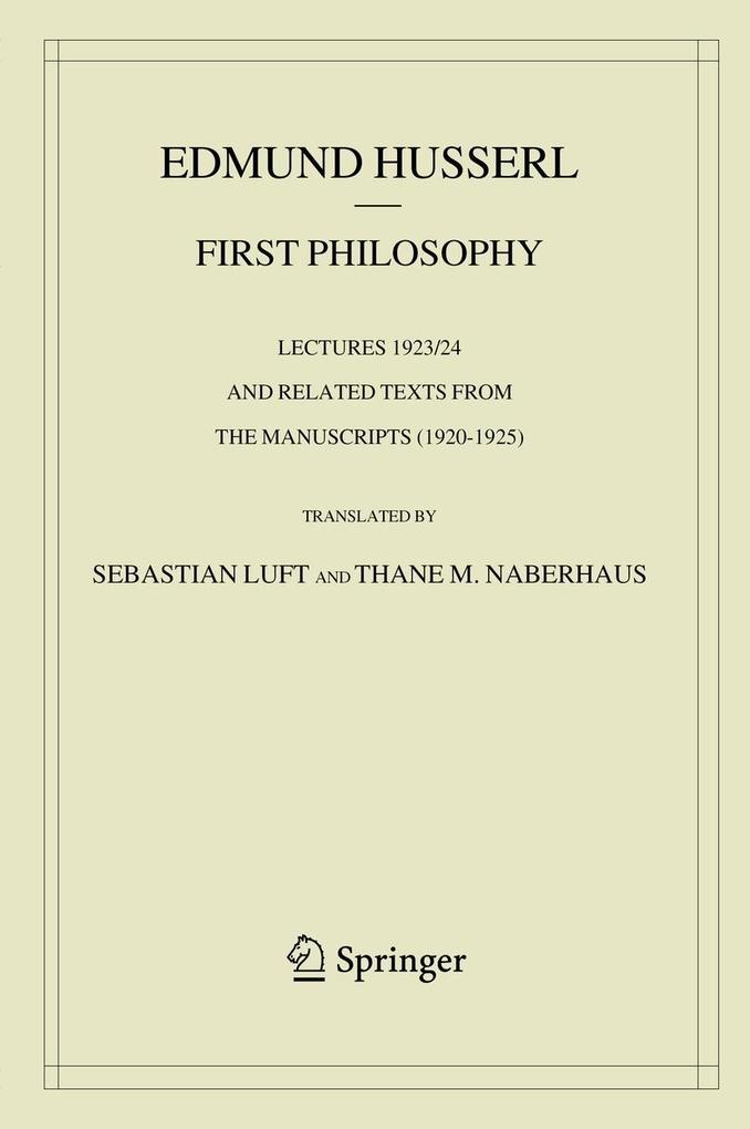 Produktbild: First Philosophy | Edmund Husserl
