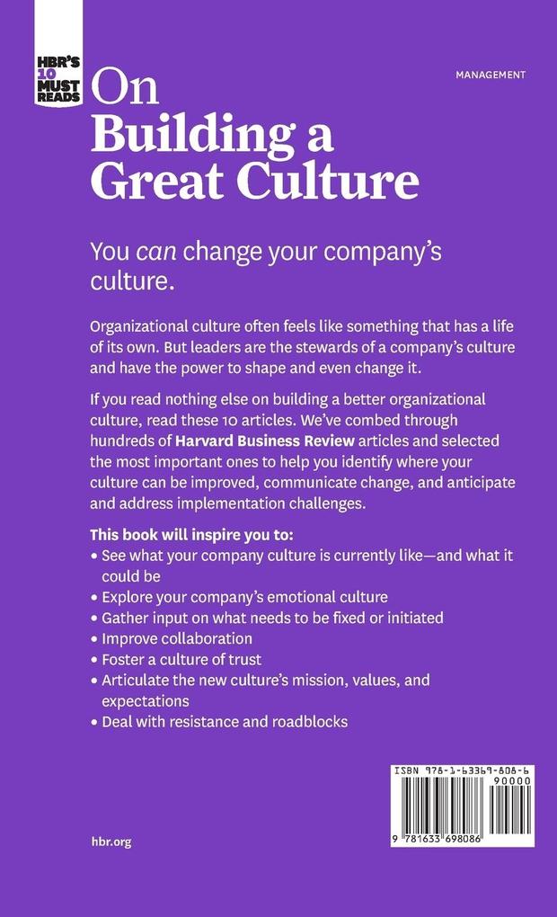 Weitere Ansicht: Hbr's 10 Must Reads on Building a Great Culture (with Bonus Article How to Build a Culture of Originality by Adam Grant) | Harvard Business Review, Adam Grant, Boris Groysberg, Jon R Katzenbach, Erin Meyer