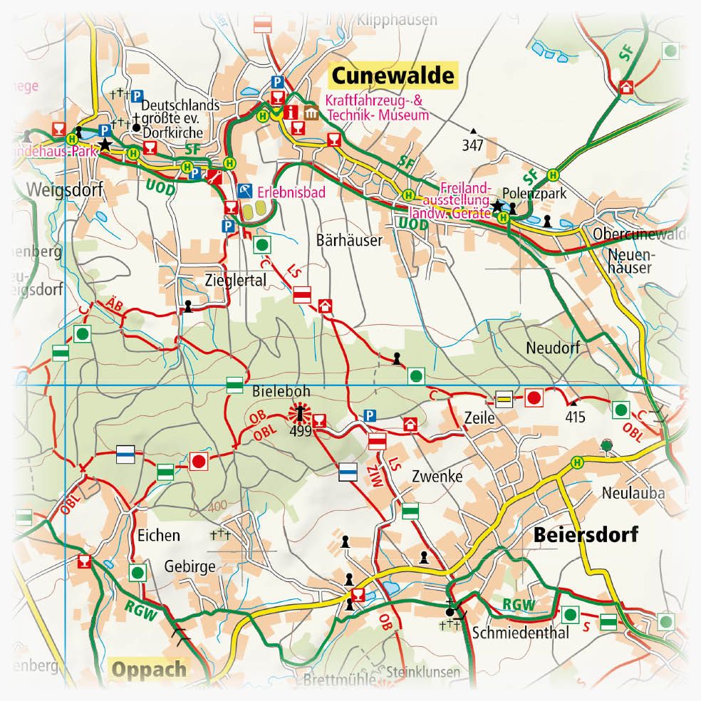 Weitere Ansicht: Publicpress Rad- und Wanderkarte Oberlausitzer Bergland, Bautzen, Neustadt i.S., Löbau, Sebnitz 1:50.000