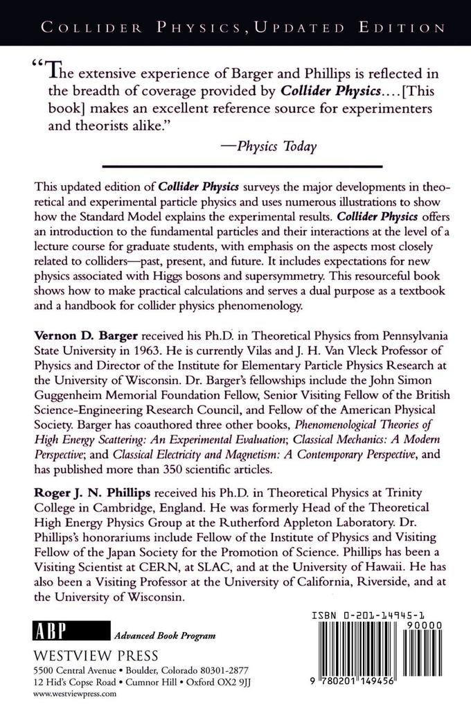 Weitere Ansicht: Collider Physics | Vernon D. Barger, Roger J.N. Phillips