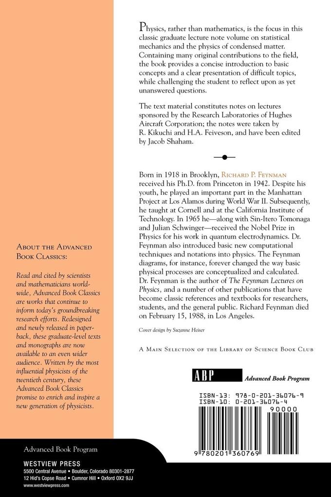 Weitere Ansicht: Statistical Mechanics | Richard P. Feynman