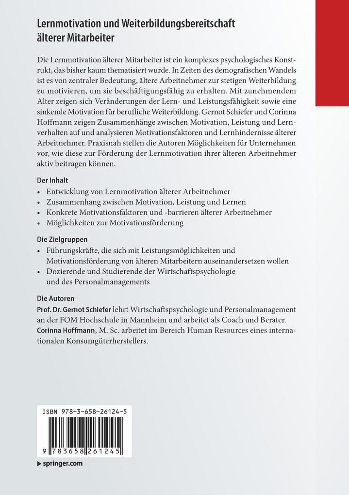 Weitere Ansicht: Lernmotivation und Weiterbildungsbereitschaft älterer Mitarbeiter | Gernot Schiefer, Corinna Hoffmann