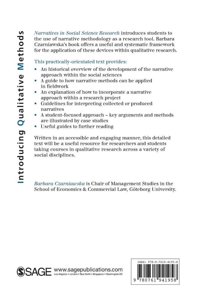 Weitere Ansicht: Narratives in Social Science Research | Barbara Czarniawska