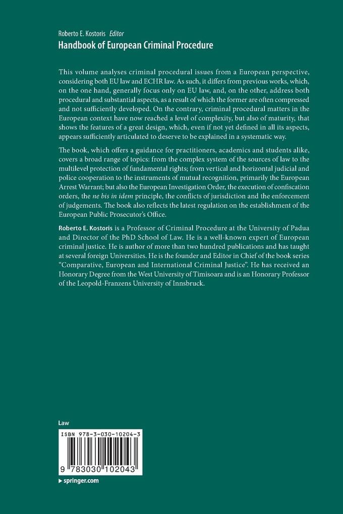 Weitere Ansicht: Handbook of European Criminal Procedure