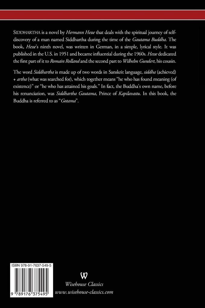 Weitere Ansicht: SIDDHARTHA (Wisehouse Classics Edition) | Hermann Hesse