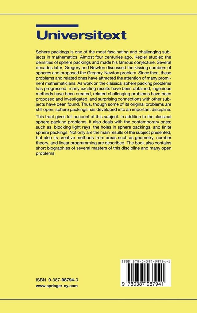 Weitere Ansicht: Sphere Packings | Chuanming Zong