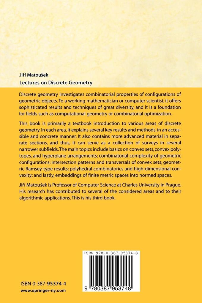Weitere Ansicht: Lectures on Discrete Geometry | Jiri Matousek