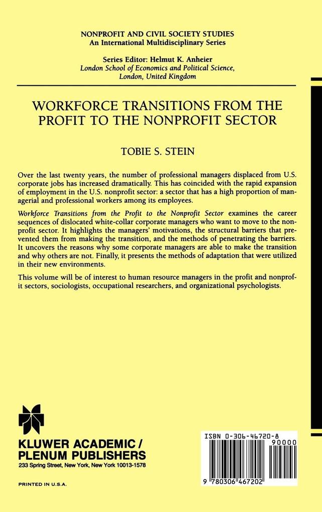 Weitere Ansicht: Workforce Transitions from the Profit to the Nonprofit Sector | Tobie S. Stein