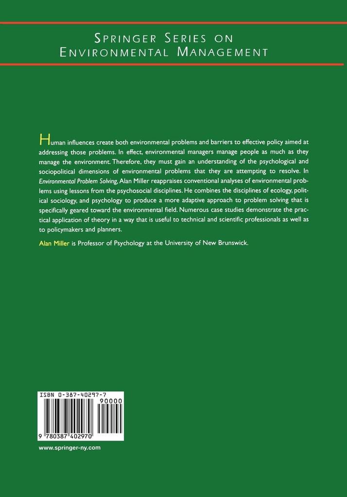Weitere Ansicht: Environmental Problem Solving | Alan Miller, A. Miller