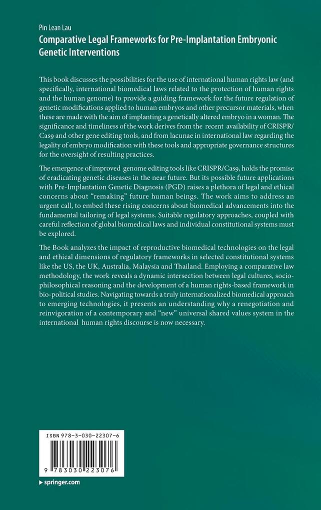 Weitere Ansicht: Comparative Legal Frameworks for Pre-Implantation Embryonic Genetic Interventions | Pin Lean Lau