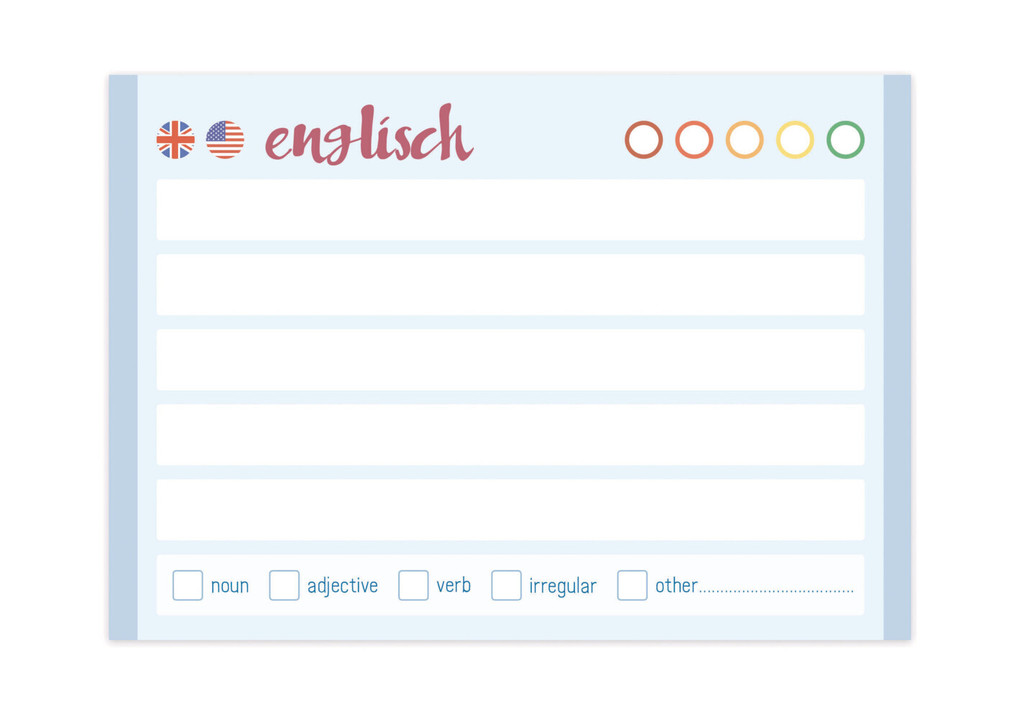 Weitere Ansicht: Vokabel-Karten Englisch 100 Stück A8, Standard einzeln