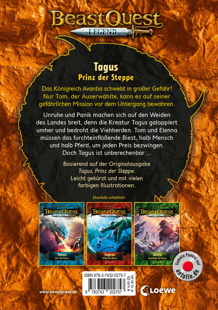 Weitere Ansicht: Beast Quest Legend (Band 4) - Tagus, Prinz der Steppe | Adam Blade