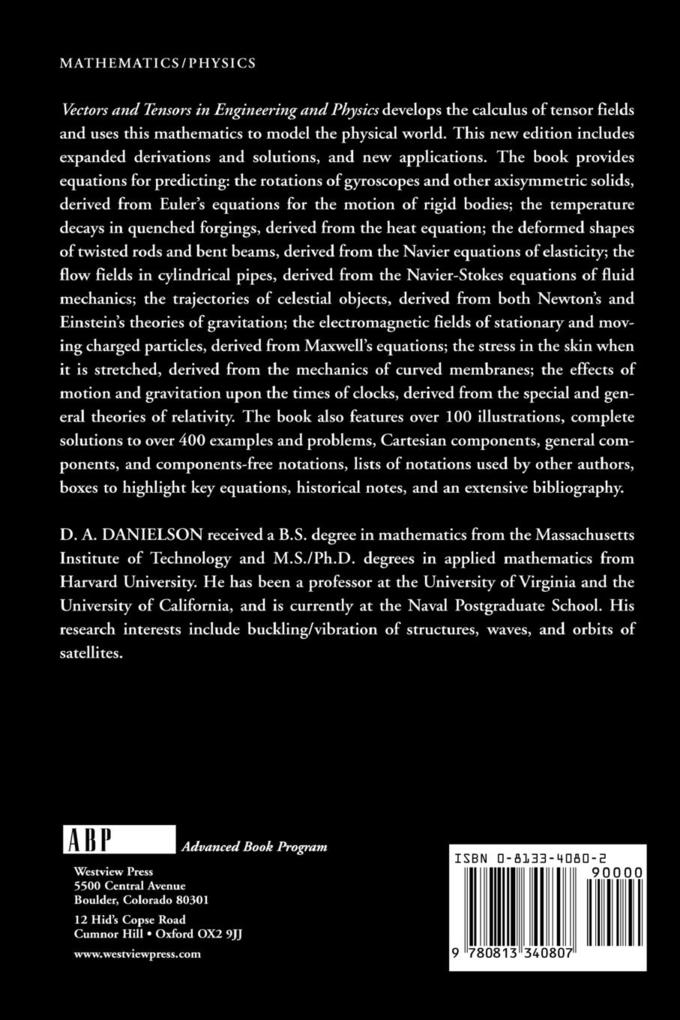 Weitere Ansicht: Vectors And Tensors In Engineering And Physics | Donald Danielson