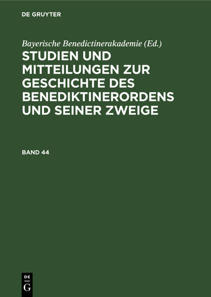 Produktbild: Studien und Mitteilungen zur Geschichte des Benediktinerordens und seiner Zweige. Band 44