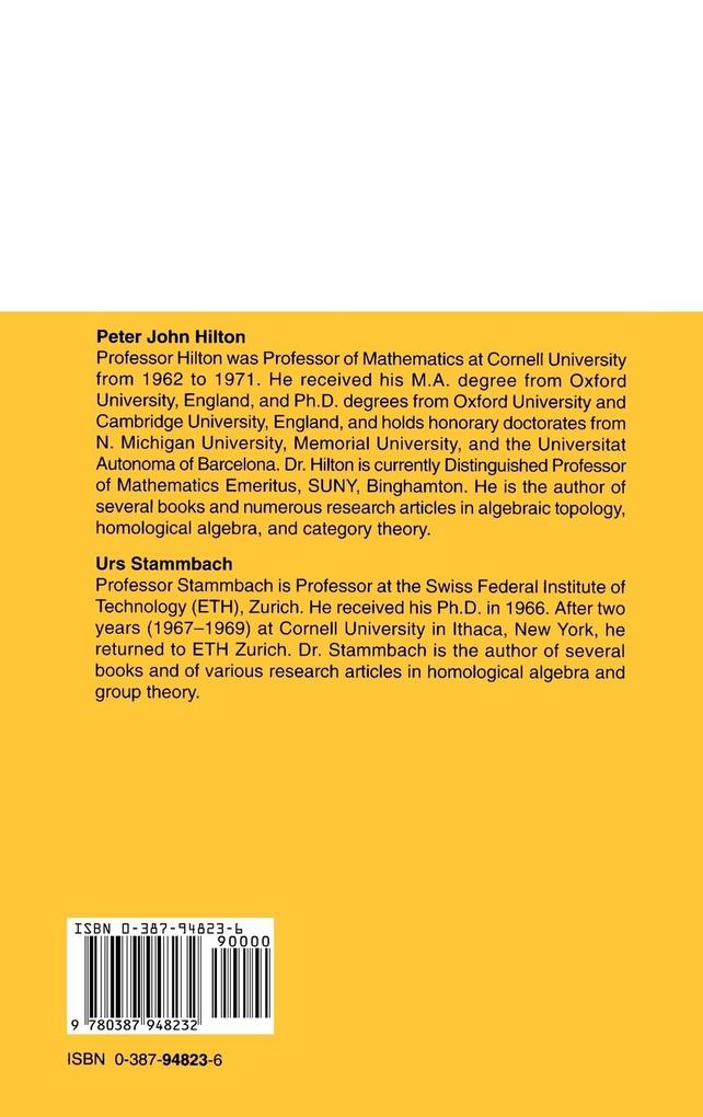 Weitere Ansicht: A Course in Homological Algebra | Peter J. Hilton, Urs Stammbach