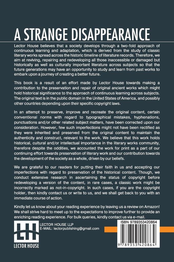 Weitere Ansicht: A Strange Disappearance | Anna Katharine Green