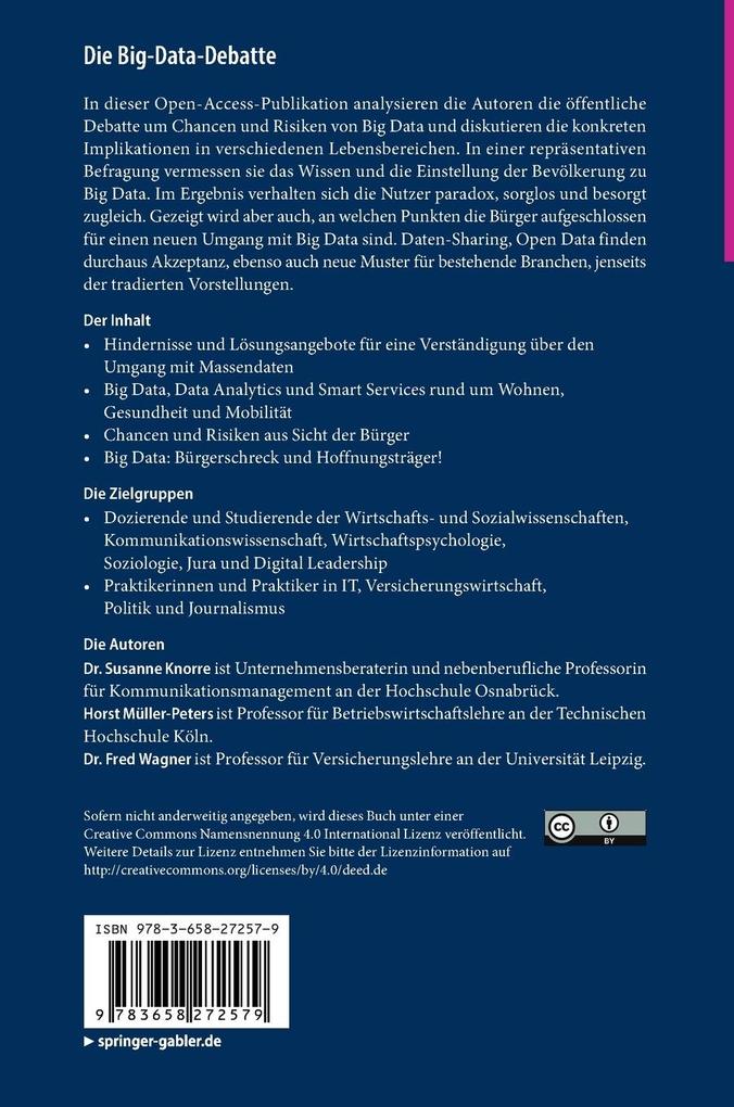 Weitere Ansicht: Die Big-Data-Debatte | Susanne Knorre, Horst Müller-Peters, Fred Wagner