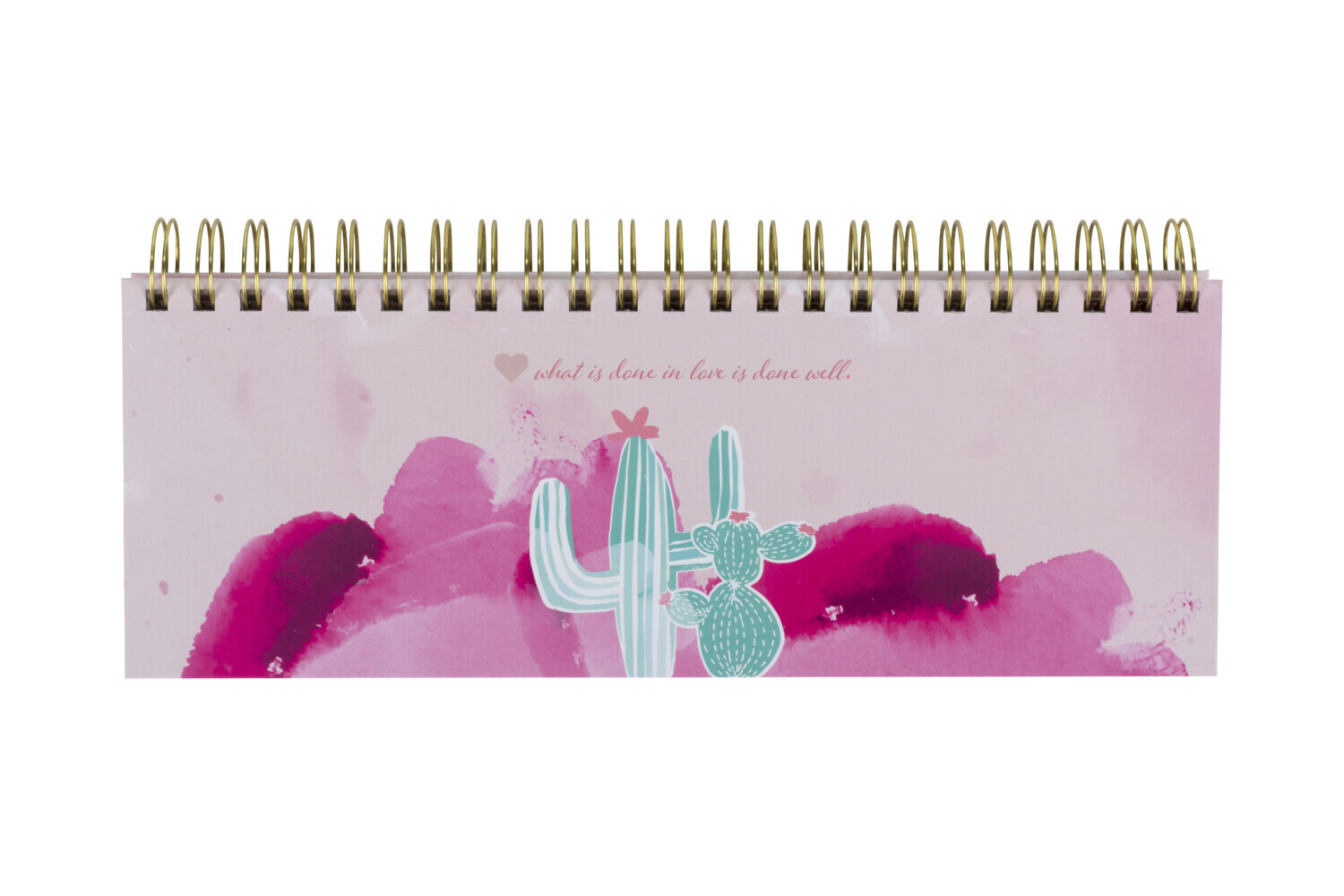 Rosa Tischkalender ohne Datum Alpaka & Kaktus. Hochwertiger, moderner Wochenkalender, Querkalender für 52 Wochen +1. 1 Woche 2 Seiten. Verwendbar als Kalender 2022 als Kalender