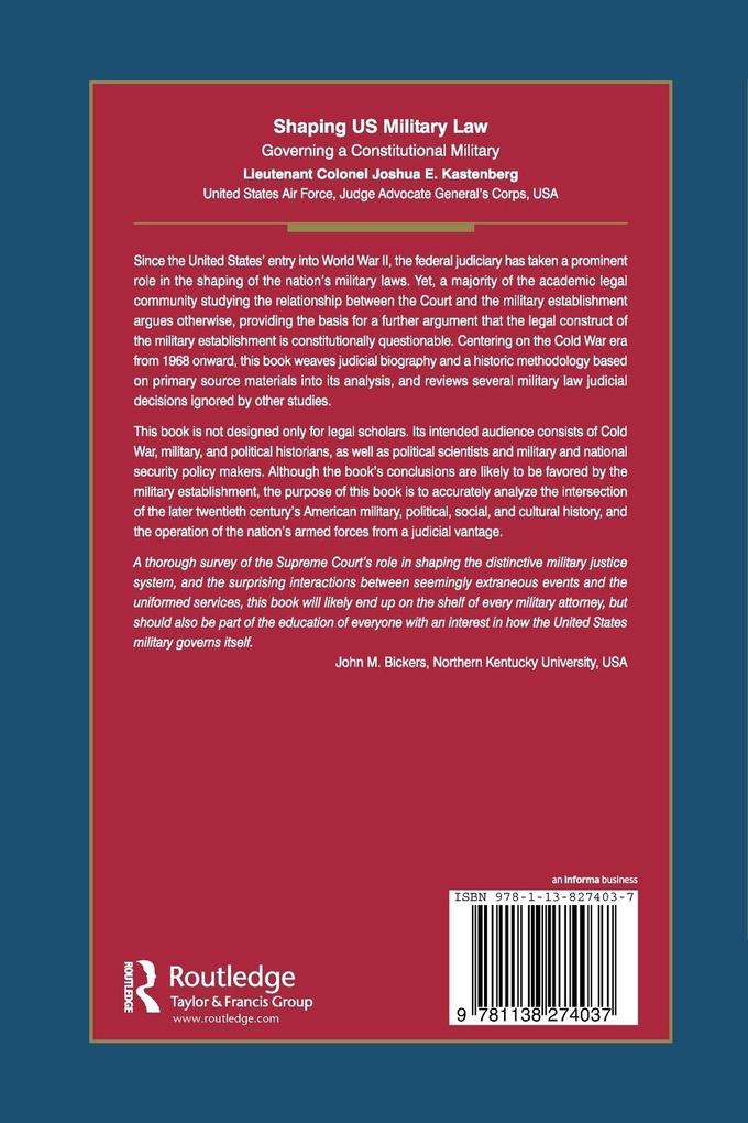 Weitere Ansicht: Shaping US Military Law | Joshua E. Kastenberg