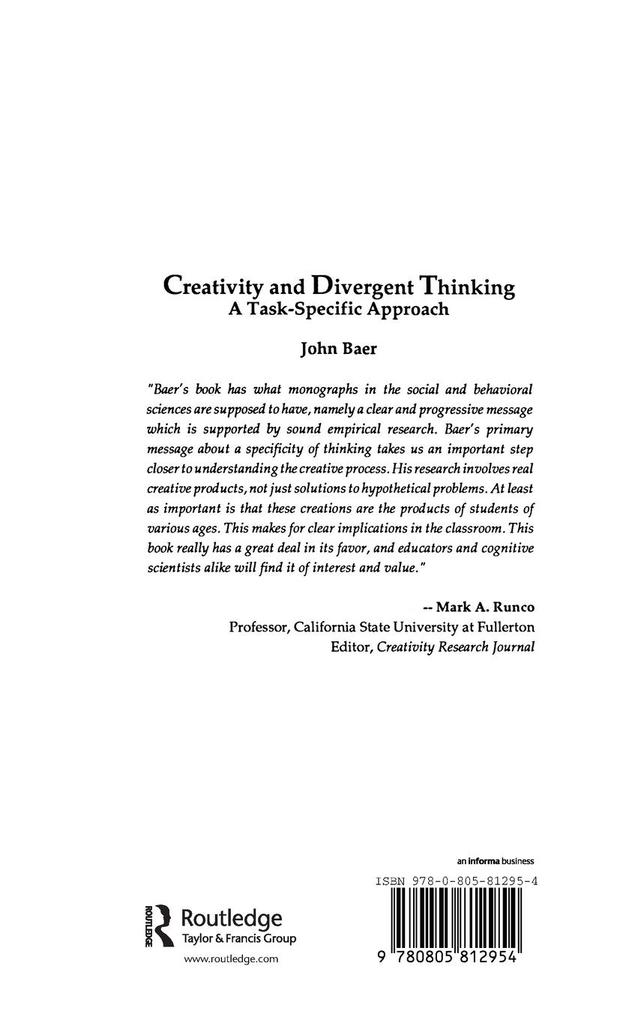 Weitere Ansicht: Creativity and Divergent Thinking | John Baer