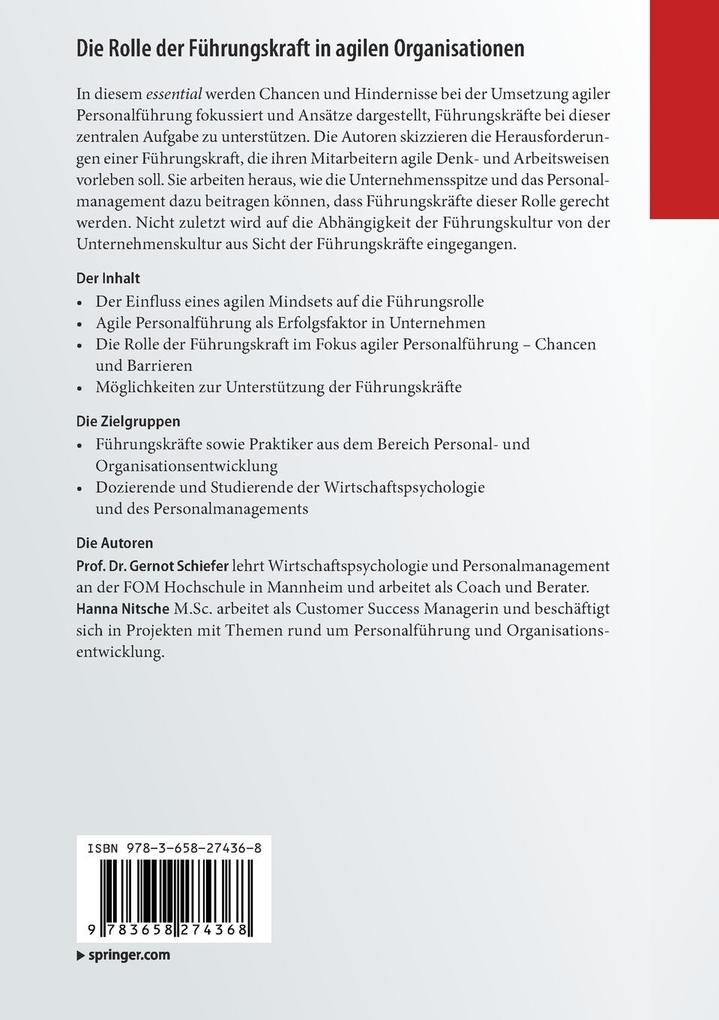 Weitere Ansicht: Die Rolle der Führungskraft in agilen Organisationen | Gernot Schiefer, Hanna Nitsche