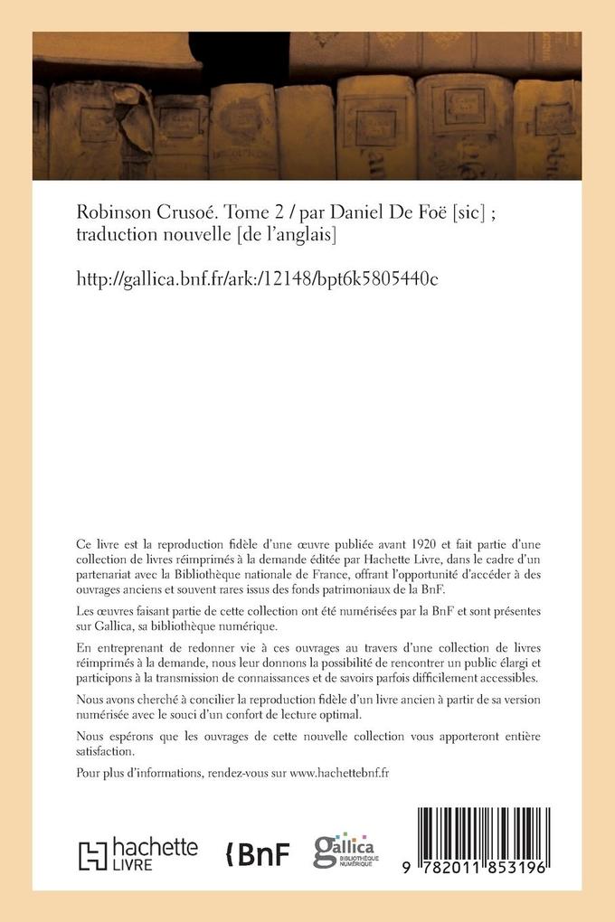 Weitere Ansicht: Robinson Crusoé. Tome 2 | Daniel Defoe