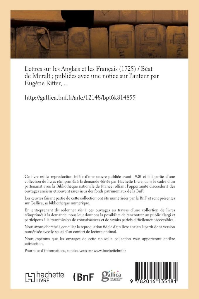 Weitere Ansicht: Lettres Sur Les Anglais Et Les Français 1725 | Béat Louis De Muralt