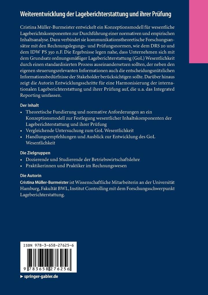 Weitere Ansicht: Weiterentwicklung der Lageberichterstattung und ihrer Prüfung | Cristina Müller-Burmeister